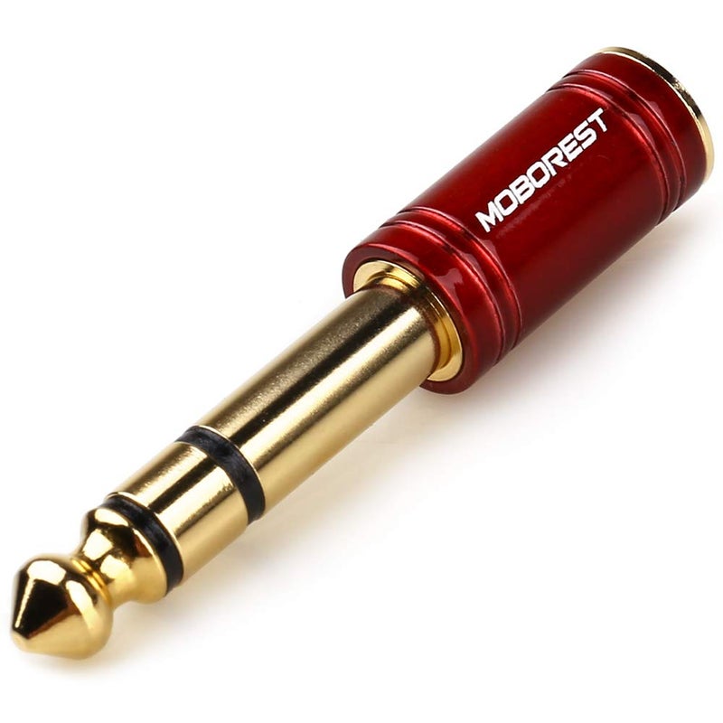 MOBOREST 3.5mm to 1/4" Adapter - Authentic Genuine Universal 6.35mm Pure Copper Adapter Jack - 3.5mm (1/8 Inch) Female to 6.35mm (1/4 Inch) Male Headphone Adapter, Black Fashion 2-Pack - Image 1